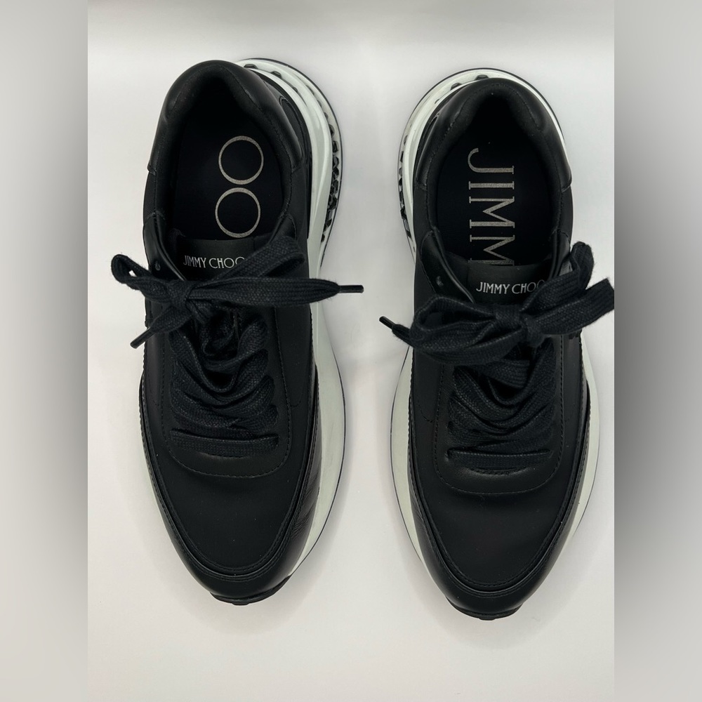 Jimmy choo black sneakers menphis lace. Neoprene/leather mix